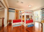 Second kids bedroom has 3 bunk beds 